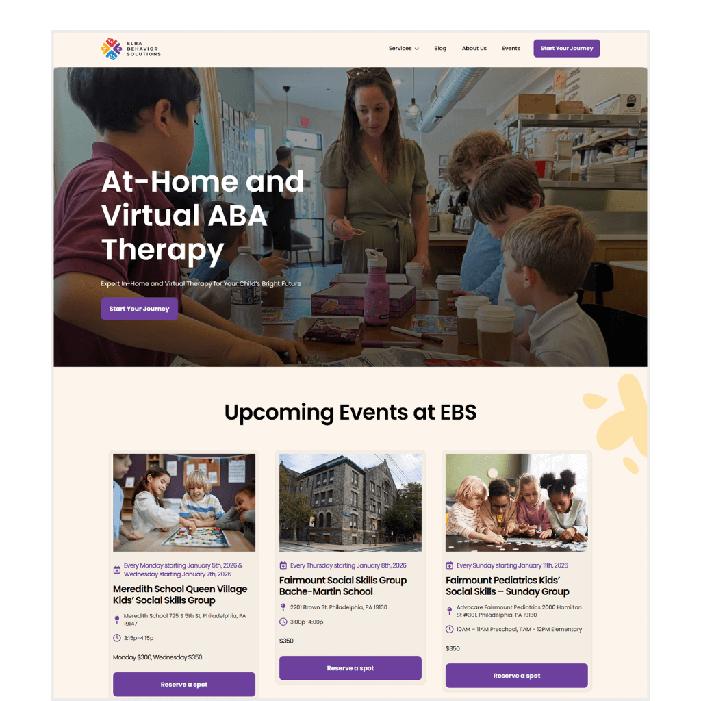 ABA Therapy Website Example