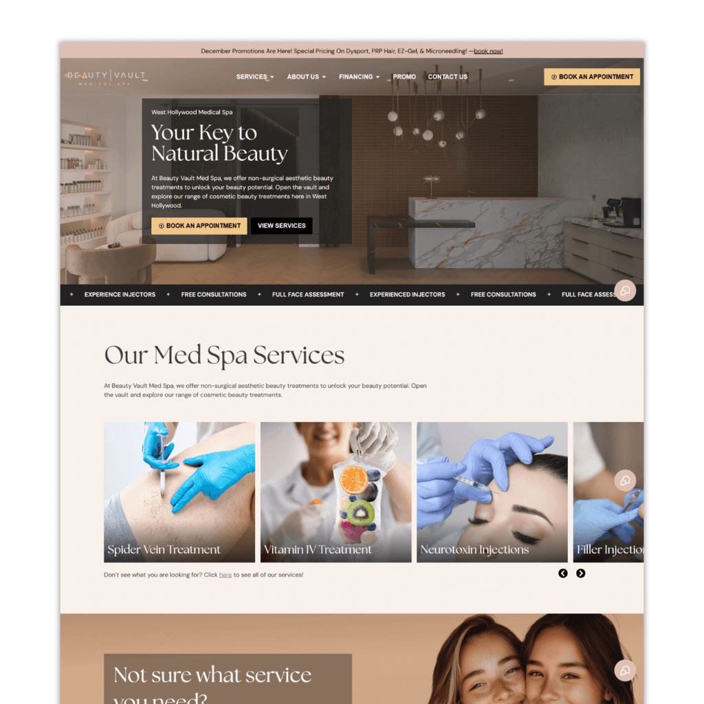 Beauty Vault Medspa Website Example